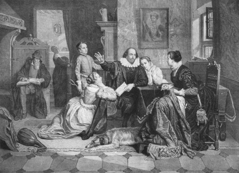 An image of William Shakespeare and his inner Family Circle - A Playwright - A Poet, and An Actor