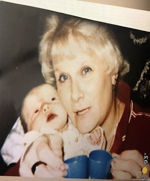 Linda is having a Tea Party with her then 1 month old Grand Daughter (Holly)